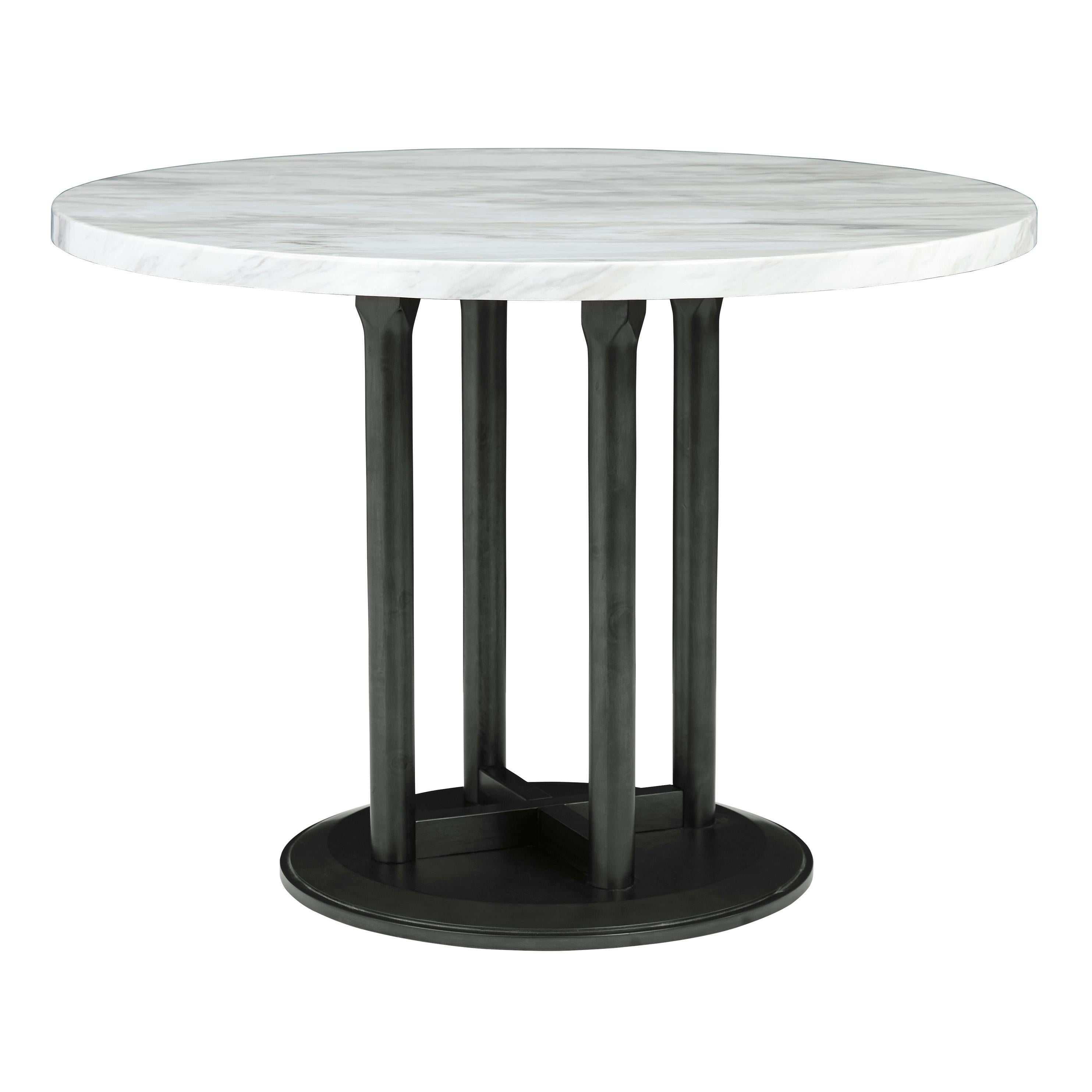 Signature Design by Ashley Round Centiar Dining Table with Marble Top and  Pedestal Base D372-14