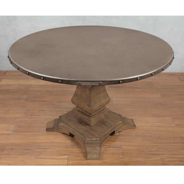 Homelegance Round Anna Claire Dining Table with Zinc Top & Pedestal Base 5428-45RD IMAGE 2