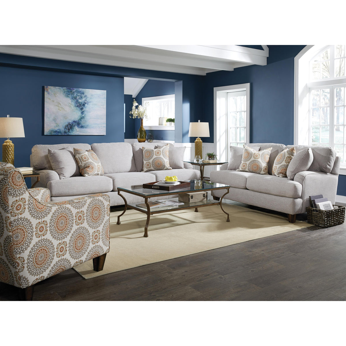 Franklin Brianna Stationary Fabric Loveseat 887-20 3521-27