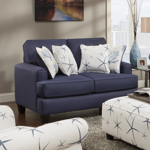 Fusion Furniture Stationary Fabric Loveseat 2601 STOKED CADET IMAGE 1