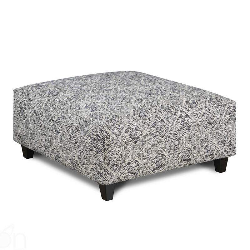 Fusion Furniture Fabric Ottoman 109INDIGO FEDERAL IMAGE 1