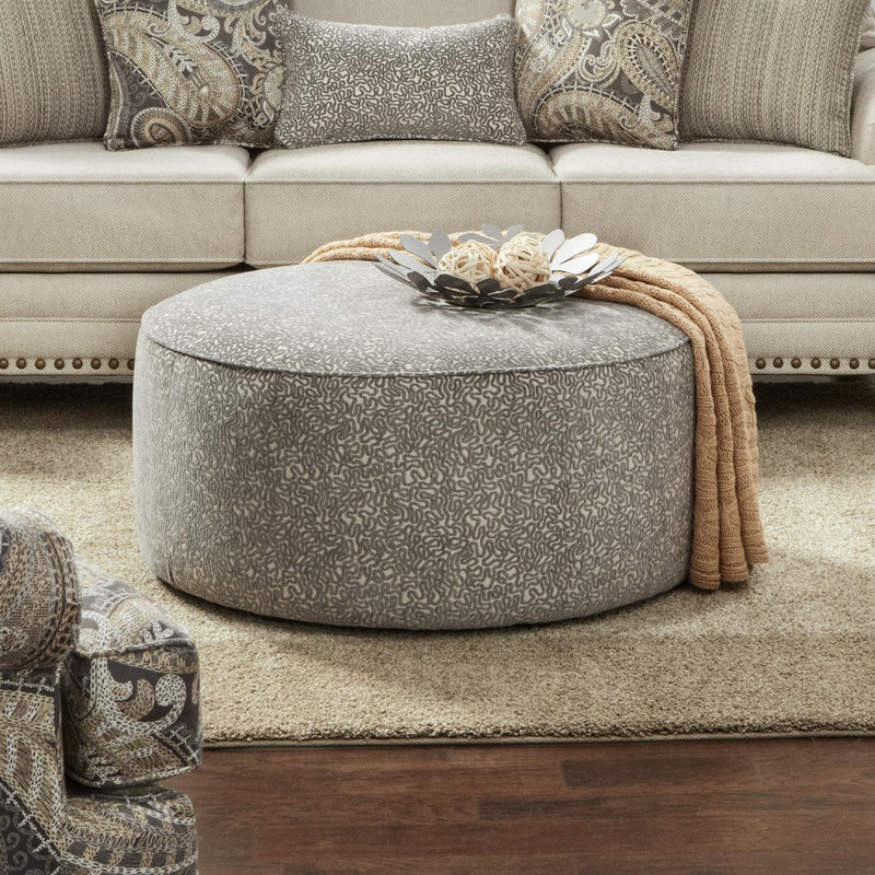 Fusion Furniture Fabric Ottoman 140CANNON COBBLESTONE IMAGE 1