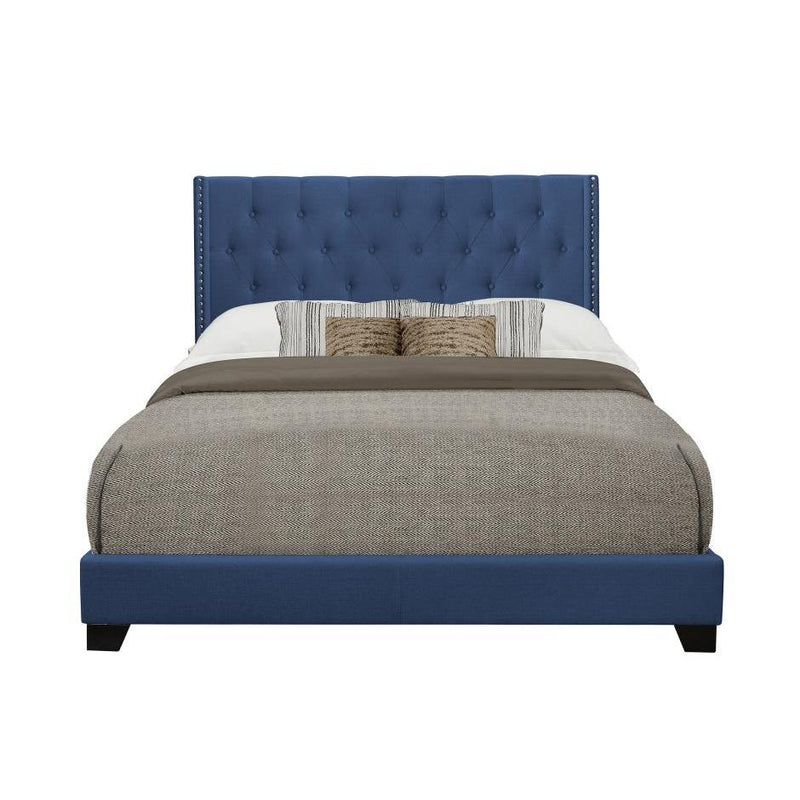 Homelegance Platform Upholstered Queen Bed SH215BLU-1* Queen Bed - Blue IMAGE 1