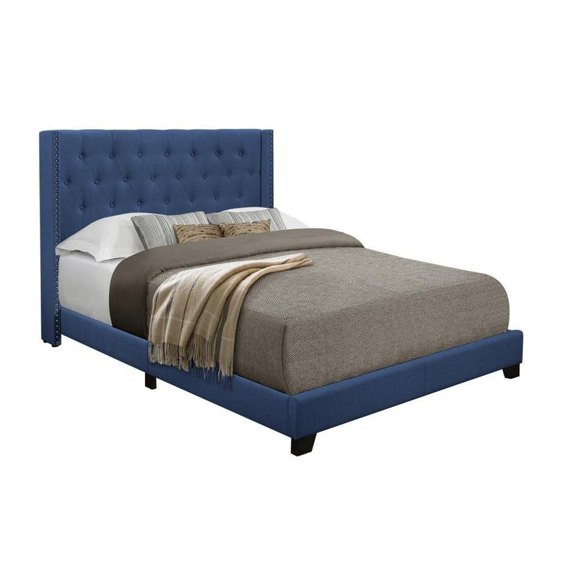 Homelegance Platform Upholstered Queen Bed SH215BLU-1* Queen Bed - Blue IMAGE 2