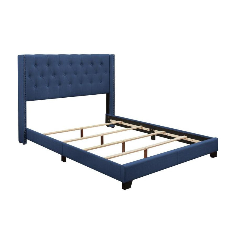 Homelegance Platform Upholstered Queen Bed SH215BLU-1* Queen Bed - Blue IMAGE 3