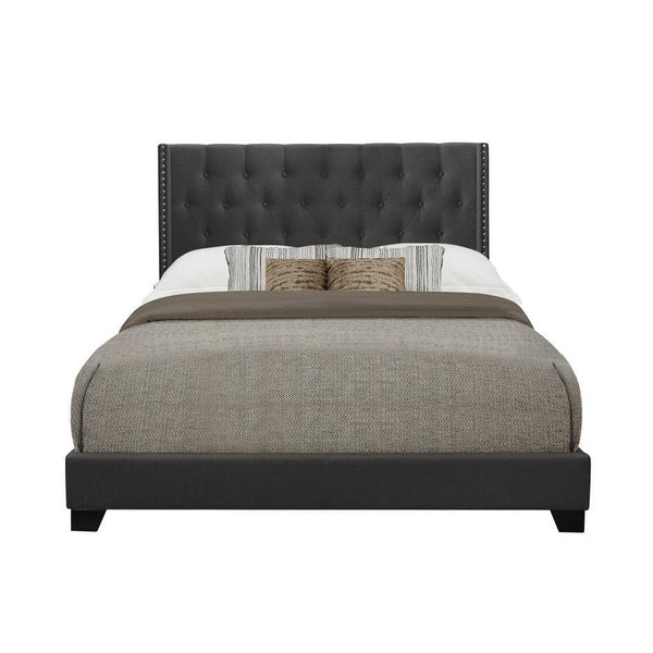 Homelegance Platform Upholstered King Bed SH215KDGR-1* King Bed - Dark Grey IMAGE 1