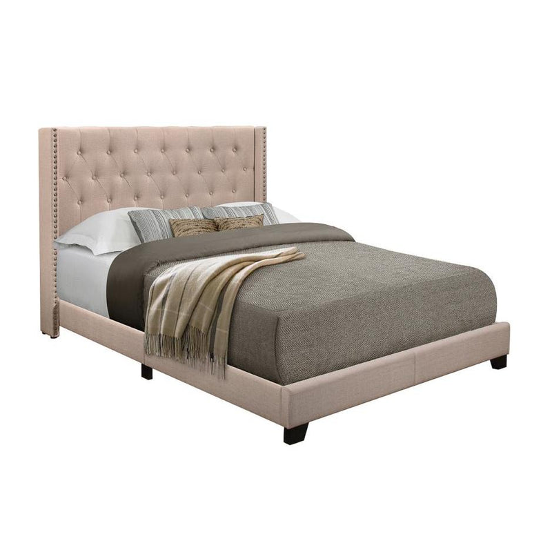 Homelegance Platform Upholstered King Bed SH215KBGE-1* King Bed - Beige IMAGE 2