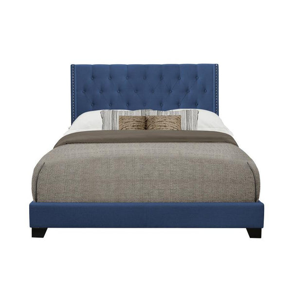 Homelegance Platform Upholstered King Bed SH215KBLU-1* King Bed - Blue IMAGE 1