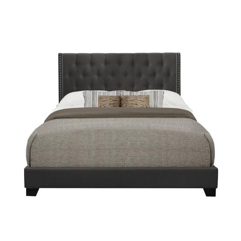 Homelegance Platform Upholstered Queen Bed SH215DGR-1* Queen Bed - Dark Grey IMAGE 1