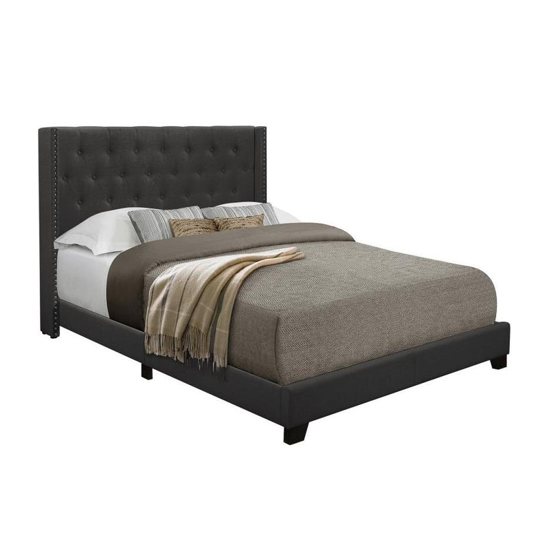 Homelegance Platform Upholstered Queen Bed SH215DGR-1* Queen Bed - Dark Grey IMAGE 2