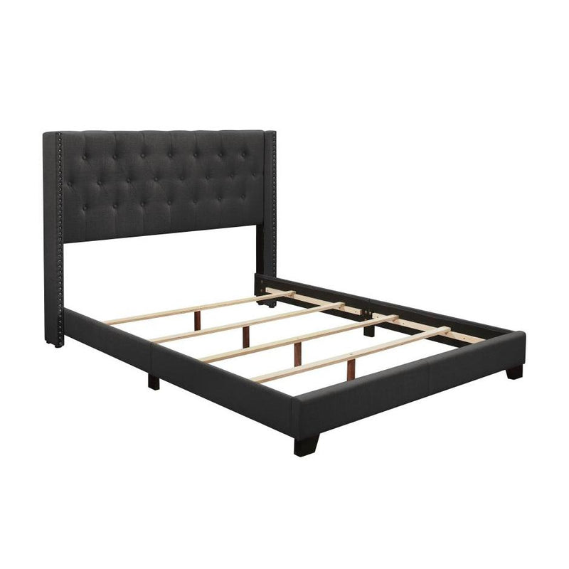 Homelegance Platform Upholstered Queen Bed SH215DGR-1* Queen Bed - Dark Grey IMAGE 3