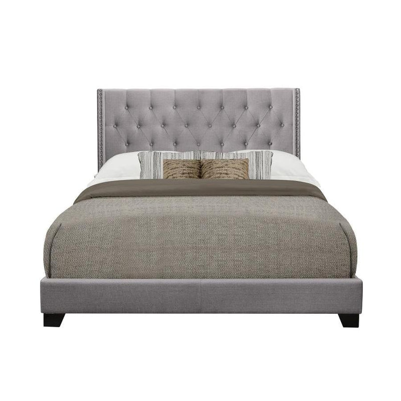 Homelegance Platform Upholstered Queen Bed SH215GRY-1* Queen Bed - Grey IMAGE 1