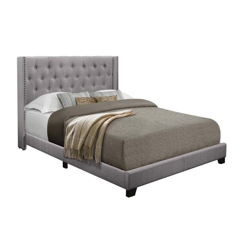 Homelegance Platform Upholstered Queen Bed SH215GRY-1* Queen Bed - Grey IMAGE 2