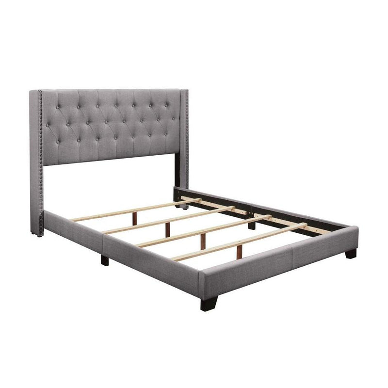 Homelegance Platform Upholstered Queen Bed SH215GRY-1* Queen Bed - Grey IMAGE 3