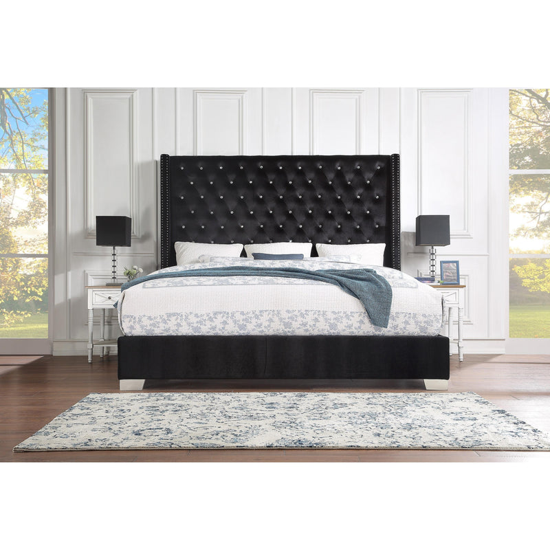 Homelegance Queen Upholstered Panel Bed SH228BLK-1/SH228BLK-3 IMAGE 1