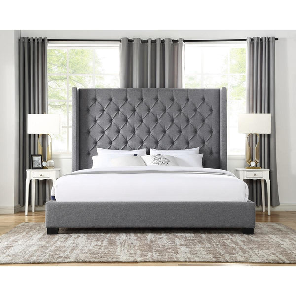 Homelegance Queen Upholstered Panel Bed SH229DGR-1 IMAGE 1