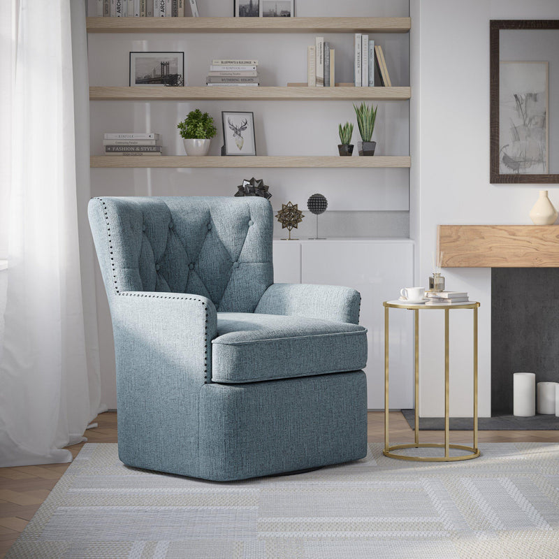 Jofran Bryson Swivel Fabric Accent Chair BRYSON-SW-BLUE IMAGE 5