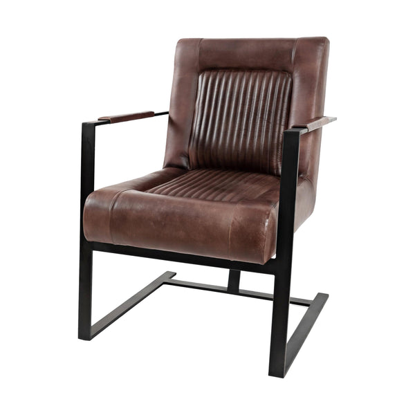 Jofran Maguire Stationary Leather Accent Chair MAGUIRE-CH-DKSIENNA IMAGE 1