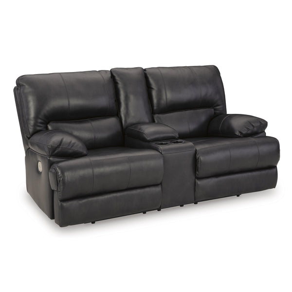 Signature Design by Ashley Mountainous Power Reclining Leather Match Loveseat with Console U6580118 IMAGE 1