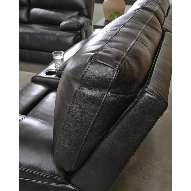 Signature Design by Ashley Mountainous Power Reclining Leather Match Loveseat with Console U6580118 IMAGE 9